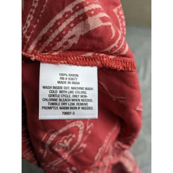 St Johns Bay Top Red Paisley Babydoll Smocked Festival Boho Rayon Womens 2X - Picture 5 of 7